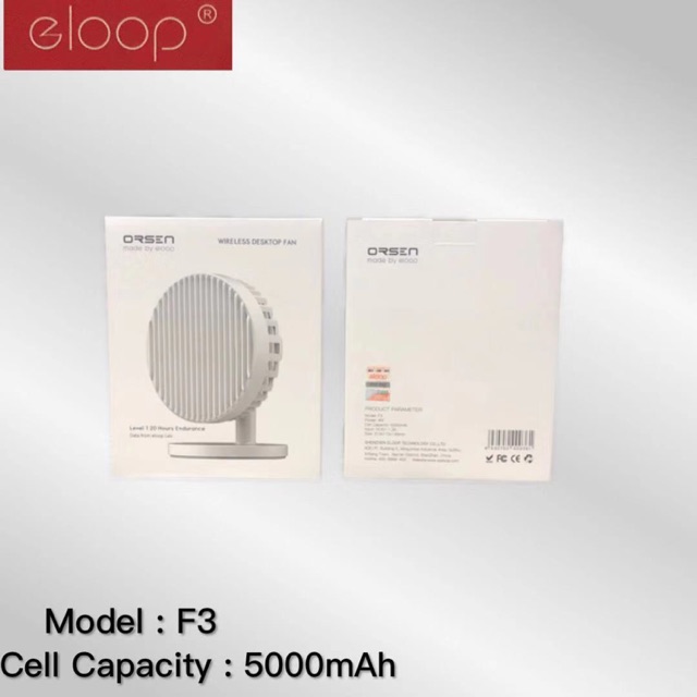 SY พัดลม Eloop รุ่น F3   มีแบตสำรองในตัว5000mAh