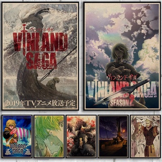 โปสเตอร์กระดาษคราฟท์ ลายแอนิเมชั่น Vinland Saga คุณภาพสูง สไตล์ญี่ปุ่นเรโทร สําหรับตกแต่งห้องนั่งเล่น บาร์