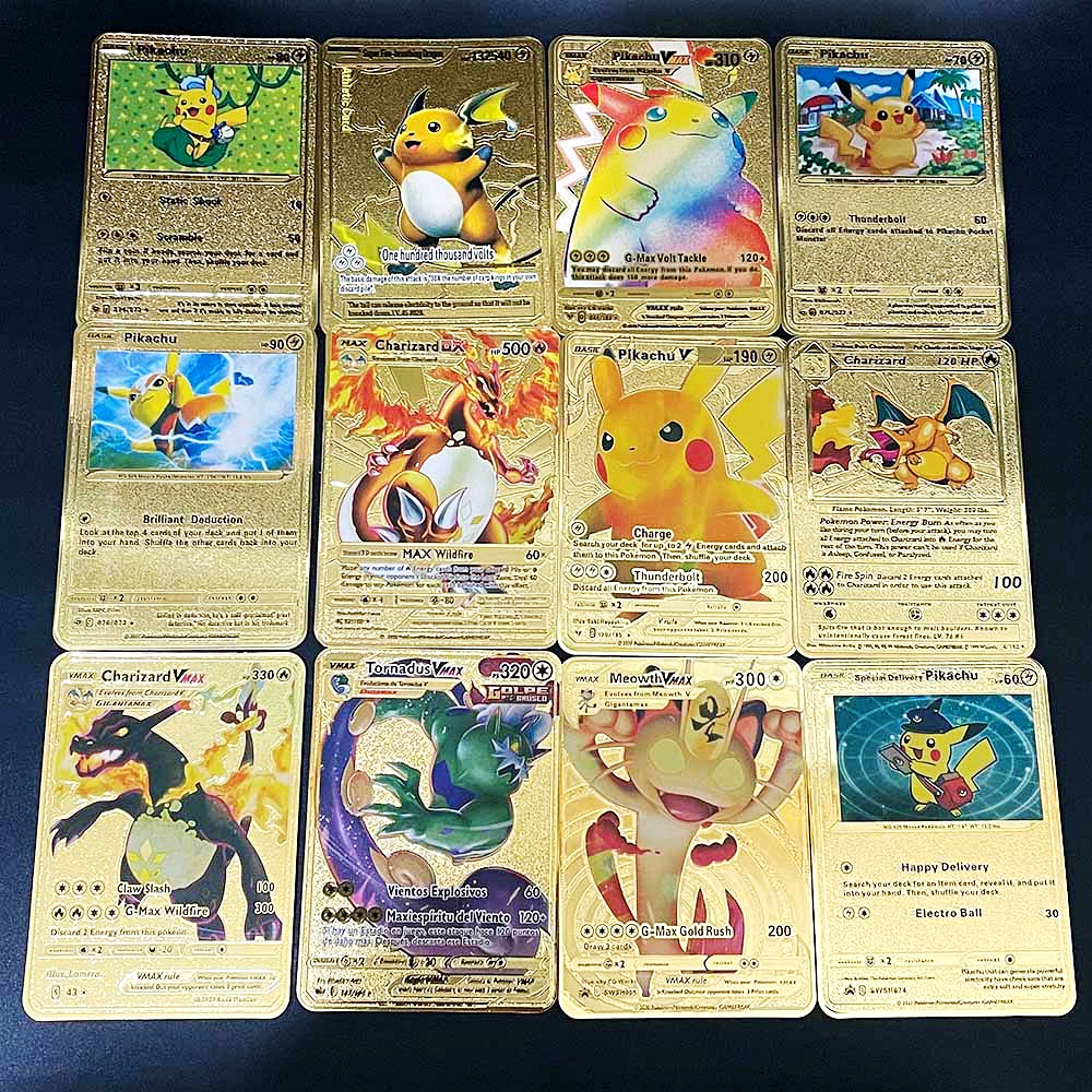 2754pcs Pokemon Card Soft Metal Letters English Gold Foil Cards Boxes ...