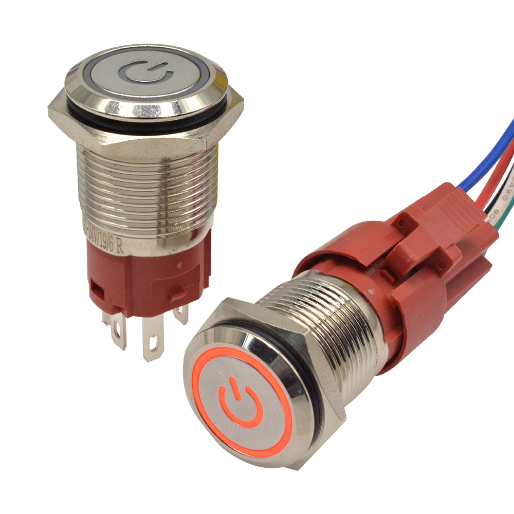 DIYMORE สวิตช์ปุ่มกดโลหะ ทรงกลม แบน 16 มม. 250V 5A - รูปที่ 4