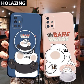 เคสโทรศัพท์มือถือ ขอบสี่เหลี่ยม ลาย We Bare Bears พร้อมแหวนขาตั้ง สําหรับ Samsung Galaxy A12 A31 A32 4G A52 A72 5G A11 A51 A20S M42