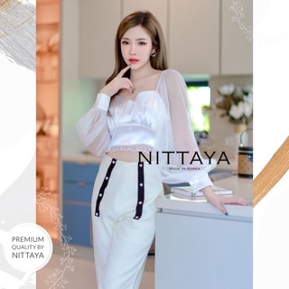 NITTAYA เซ็ตเสื้อครอปแขนยาวแขนเป็นผ้าตาข่าย+กางเกงขายาว เอาใจคนไซส์เล็กด้วยการทำไซส์เล็กพิเศษ XS เพิ่มอีกหนึ่งไซส์จ้า