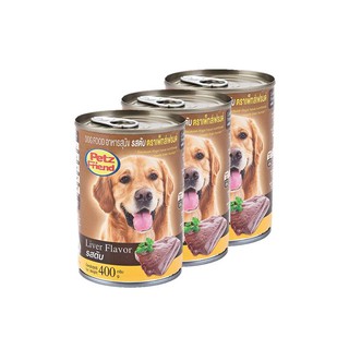 🔥The Best!! เพ็ทส์เฟรนด์ อาหารสุนัข รสตับ 400 กรัม X 3 ซอง Petz Friend Dog Food Liver 400 g x 3