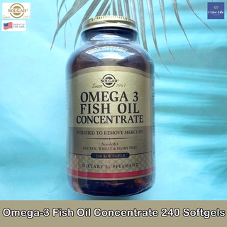 โอเมก้า3 Omega 3 Fish Oil Concentrate 240 Softgels - Solgar Omega-3 น้ำมันปลา