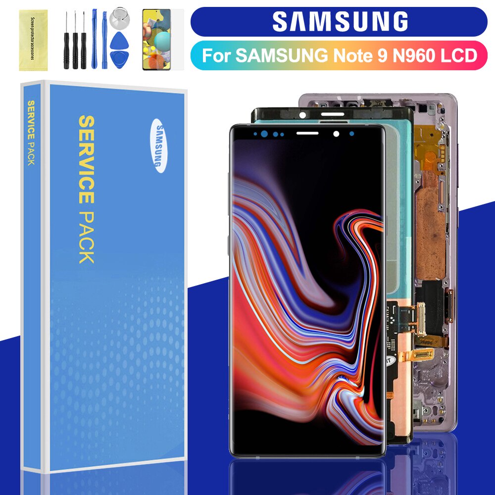 ของแท้ 100% 6.4 ''อะไหล่หน้าจอสัมผัสดิจิทัล LCD แบบเปลี่ยน สําหรับ Samsung Galaxy Note 9 N960F DS