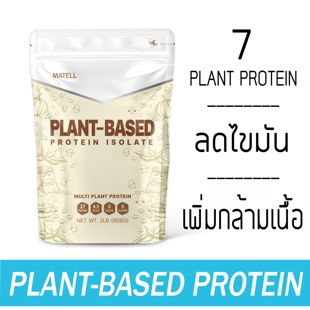 MATELL Plant-Based Protein Isolate แพลนต์เบสด์ ไอโซเลท โปรตีนพืช 7 ชนิด ลดน้ำหนัก เพิ่มกล้ามเนื้อ