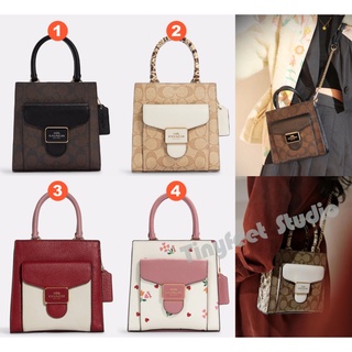 Coach C7228 C7227 C6944 C7599 Mini Pepper Crossbody ใน Snakeskin Colorblock ลายเซ็นผ้าใบผู้หญิงสลิงกระเป๋า