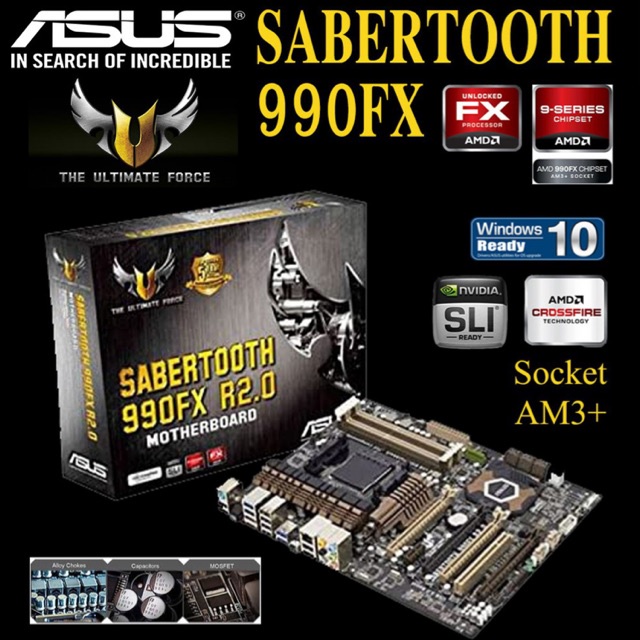 Mainboard AMD ASUS SABERTOOTH 990FX R2.0 (Socket AM3+) มือสอง พร้อมส่ง