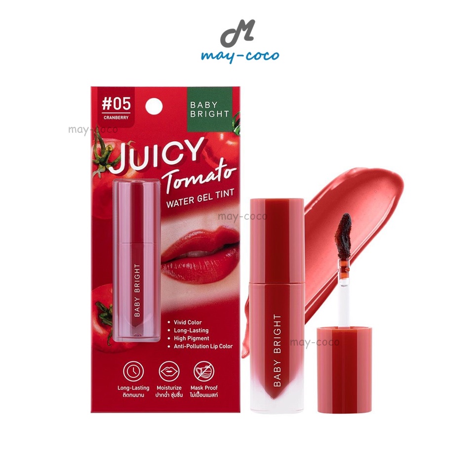 ถูก/แท้/มีไลฟ์ ลิป Baby Bright Juicy Tomato Water Gel Tint ไม่ติดแมส ไม่เลอะแมส ติดทน ลิปแมท เบบี้ไบรท์