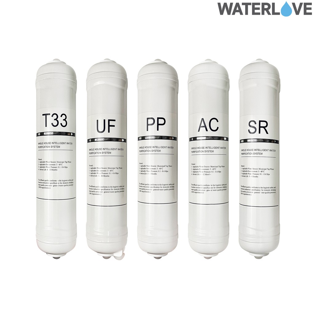 ไส้กรองน้ำ 5 ขั้นตอน ขนาด11x2.5" แบบชุด 5 ชิ้น WL-04 (T33/UF/PP/AC/SR)
