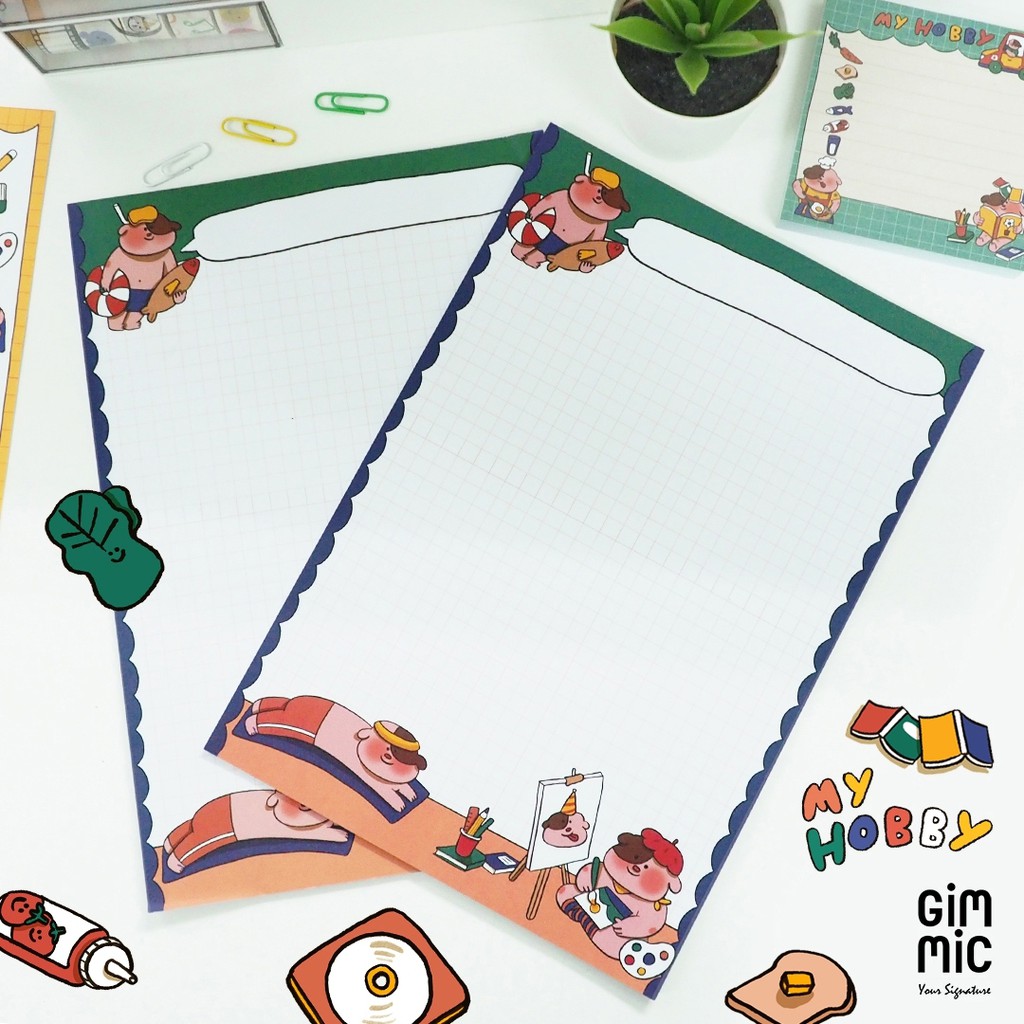 Notepad กระดาษโน๊ต B5 🎨🖌️ ลาย My hobbiee 🥕💖 (Gimmic x ssktmmee)  20 แผ่น และ 100 แผ่น 🧡💛 - รูปที่ 2