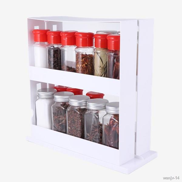 ✣۩2 Layer Storage Kitchen Rotating Organize Spices Jar Bottle Storage Rack Kitchen Bottle Storage Or