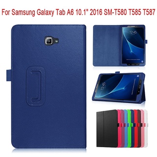 เคสโทรศัพท์หนัง Pu แบบฝาพับตั้งได้สําหรับ Samsung Galaxy Tab A6 10.1นิ้ว 2016 Sm-T580 T585 T587