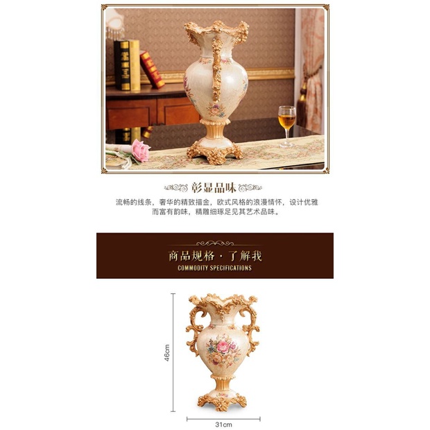 แจกันเรซิ่น หรูหรา ขนาดใหญ่ สไตล์ยุโรป เรโทร สําหรับตกแต่ง - รูปที่ 5