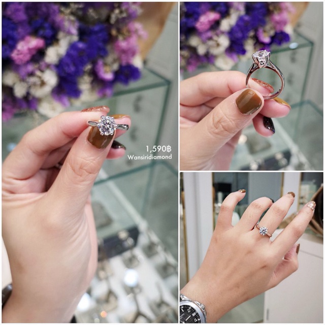 แหวนเพชรชู 1.25 กะรัต ~ เพชรสังเคราะห์ เหลี่ยม(H&A) นำเข้าเพชรเอง โรงงานทำเพชรแท้กว่า30ปีค่ะ