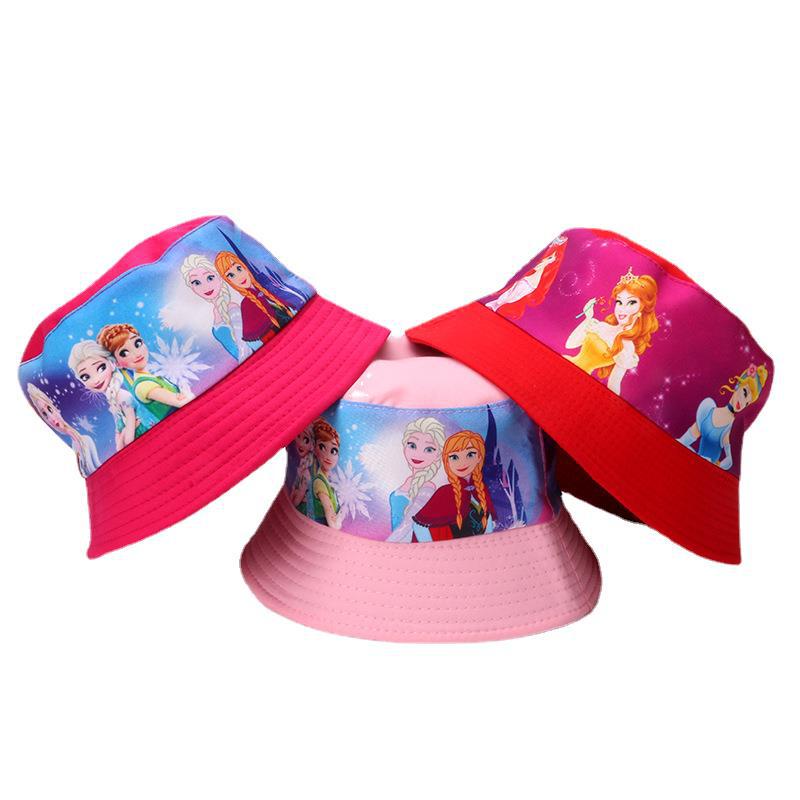 หมวกบักเก็ต พิมพ์ลายการ์ตูน Frozen Elsa Shade Fisherman Spiderman แฟชั่นฤดูร้อน สําหรับเด็กผู้หญิง