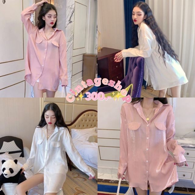 Cintage♡ CT271 เชิ้ตเบสิคซาตินvog888