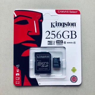 Kingston การ์ดหน่วยความจํา Micro SD 256GB กล้อง โทรศัพท์