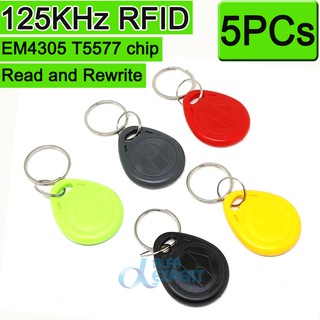 บัตรทาบคีย์การ์ด แบบ พวงกุญแจ สีดำ  125KHz เขียนใหม่ได้  ก๊อ…