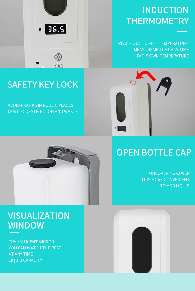 Thermal Scanner and Automatic Alcohol Dispenser with Heavy Duty Stand