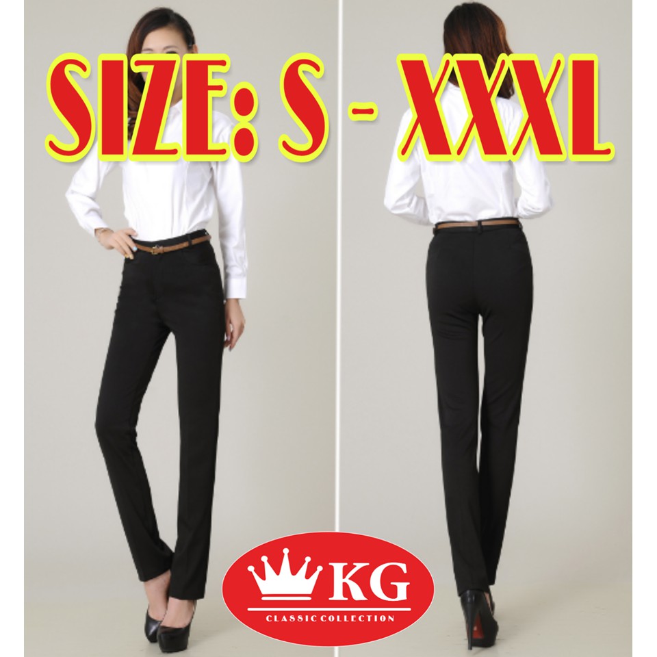 LADIES SLACK FORMAL LONG PANTS สีดํา 444 LADIES OFFICE PANTS SELUAR SLACK WAITA SELUAR OFFICE PEREMP
