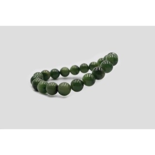 สร้อยข้อมือหยกพม่าแท้ สีเขียวเข้มสวย (Green Jade) เกรดA ขนาด 8-12 มม. หินแห่งความอุดมสมบูรณ์ ร่มเย็นเป็นสุข