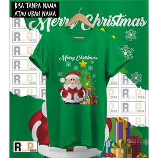 เสื้อยืด พิมพ์ลาย MERRY CHRISTMAS ซานต้าคลอส ฟรีชื่อ สําหรับครอบครัว คริสต์มาสสามารถปรับแต่งได้