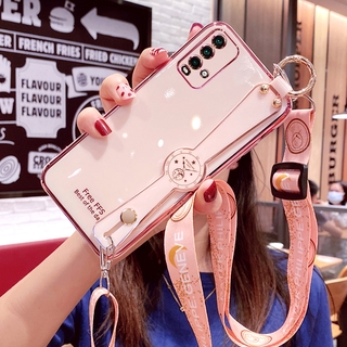 เคส Redmi 9t xiaomi 9t 4G เคสโทรศัพท์มือถือแบบนิ่ม กันกระแทก ประดับเพชรเทียม พร้อมสายคล้องคอ และสายคล้อง สําหรับ Redmi 9t xiaomi 9t 4G