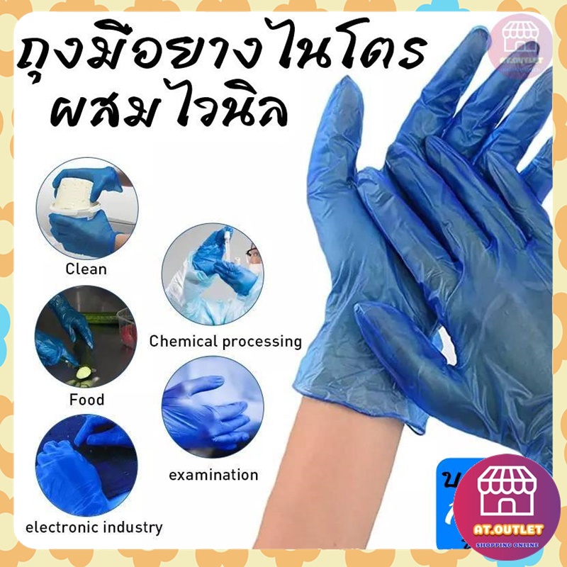 ถุงมือยางสีฟ้า แบบใช้แล้วทิ้ง แบบกล่อง100 ชิ้น (50คู่) ขายโละล้างสต็อคไม่รับเปลี่ยนคืนสินค้าทุกกรณี