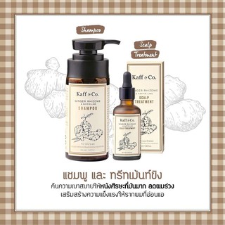 Kaff &amp; Co สูตรมะกรูด+ขิง แชมพูและทรีสเม้นท์ น้ำมันมะกรูดและขิงสกัดเย็น