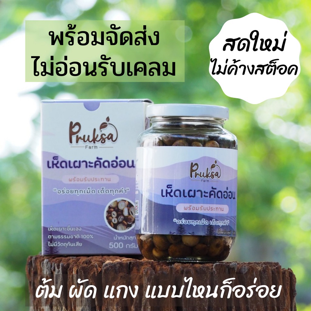 เห็ดเผาะ คัดอ่อนพิเศษ 100% ฆ่าเชื้อบรรจุขวดแก้ว 1 กระปุก