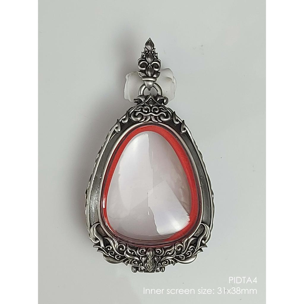 PIDTA4Whitebrass Phra Pidta jumbo amulet casing 31x38mm ตลับพระ ไวท์บราส สำหรับพระปิดตาจัมโบ้
