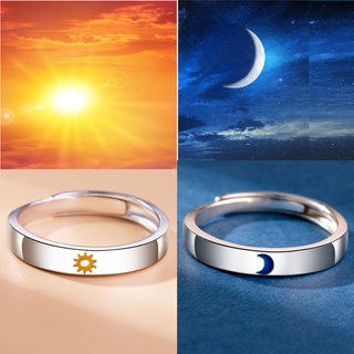 แฟชั่นซันมูนคู่เปิดแหวนของขวัญเครื่องประดับวันวาเลนไทน์ Ring Sun Moon