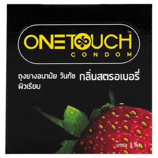 Onetouch Strawberry ถุงยางสตอเบอรี่ ถุงยางอนามัย 3 ชิ้น กลิ่นสตอเบอรี่ condom