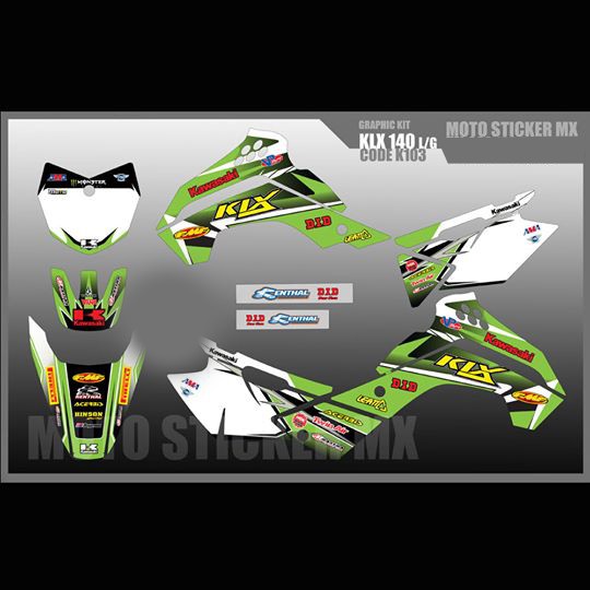 สติ๊กเกอร์ KLX140 L/RF Kawasakiทั้งคัน สติ๊กเกอร์เคลือบเงา สุดคุ้ม
