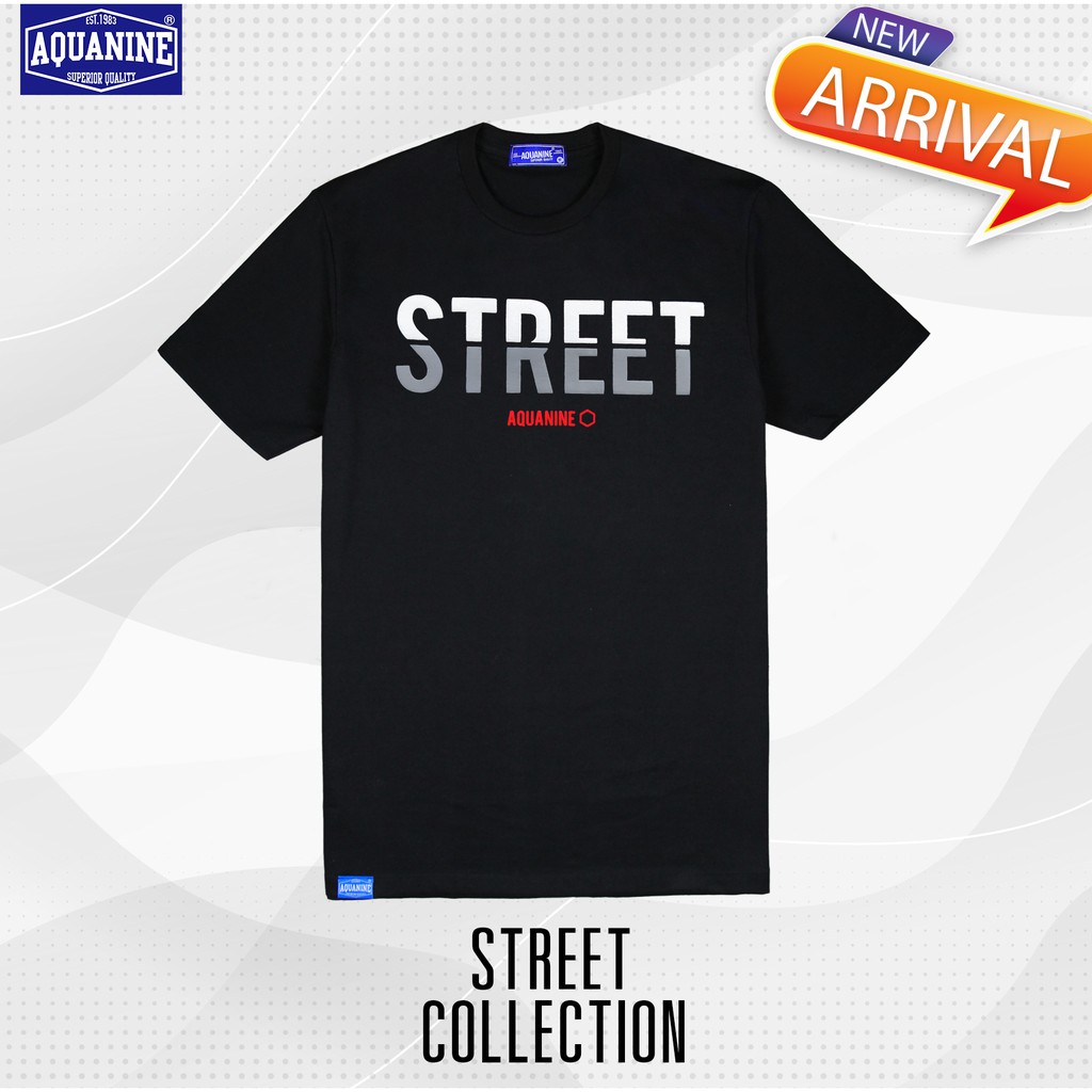 AQUANINE เสื้อยืดผู้ชาย เสื้อยืดผู้หญิง รุ่น STREET สีดำ มินิมอล สตรีท ลิขสิทธิ์แท้