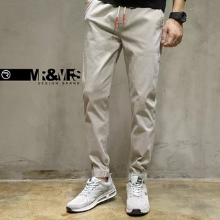 กางเกงขายาว ขาจั๊ม แฟชั่นเกาหลี เอวยืด ชาย/หญิง Jogger Pants ผ้าcotton รุ่น EL สีเทา (Gray)