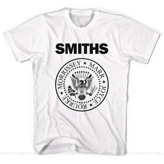 คอลูกเรือ【สไตล์ฮาราจูกุ】เสื้อยืดผ้าฝ้าย 100% พิมพ์ลายโลโก้ The Smiths Morrissey Crest LHZYS-5XL