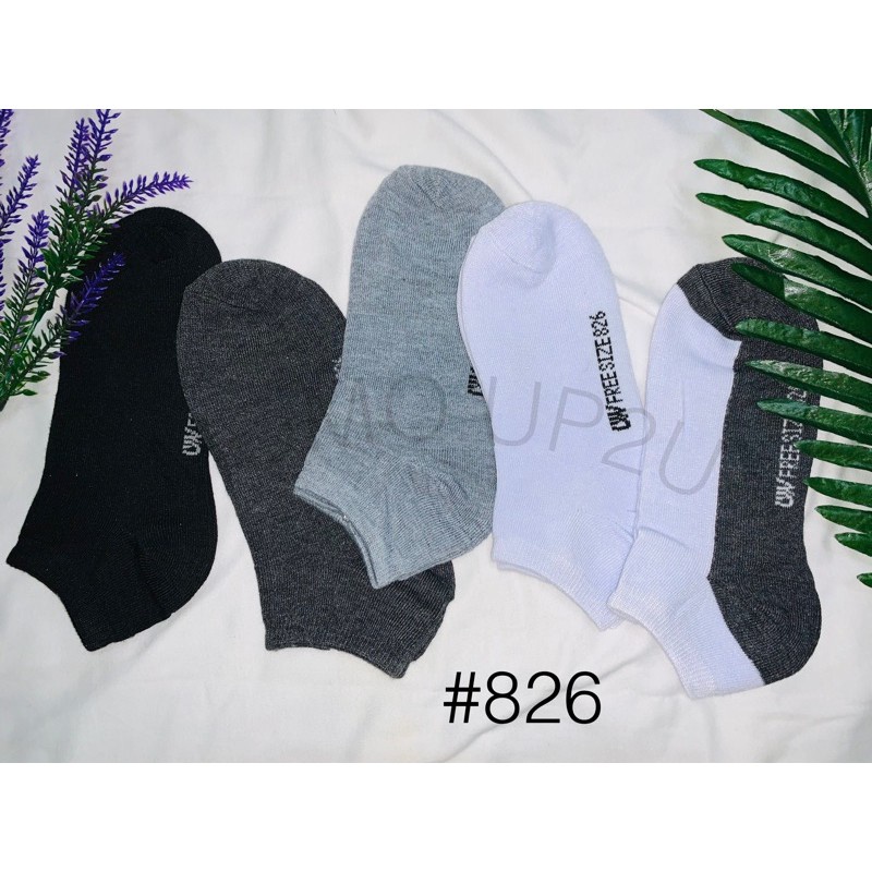 พร้อมส่ง！！ OW Socks ถุงเท้าข้อสั้นสีพื้น 826 แพ็ค 12 คู่ 1 สี #FREESIZE