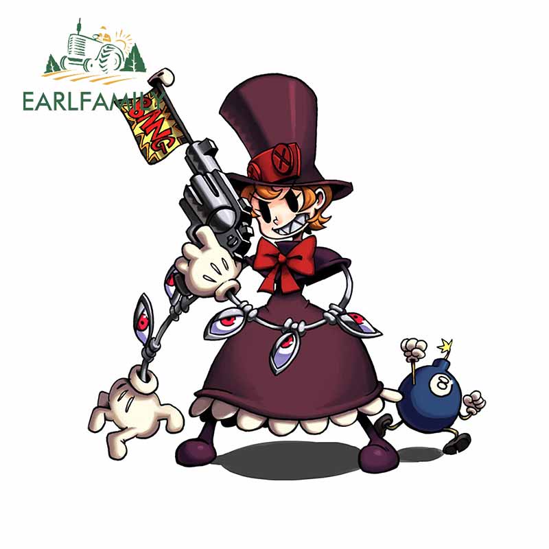 EARLFAMILY 13 ซม.x 12.3 ซม.Skullgirls Body สติกเกอร์รถแฟชั่นกันน้ํารถจักรยานยนต์รถบรรทุก Windows ไวน