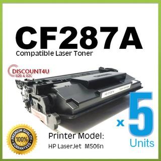 ** Pack 5** Discount4U ตลับหมึกเลเซอร์ Toner HP CF287A 87A ใช้กับ HP M506M506n/M506dn/M506x/M506dh/MFP M527dn/MFP M527f