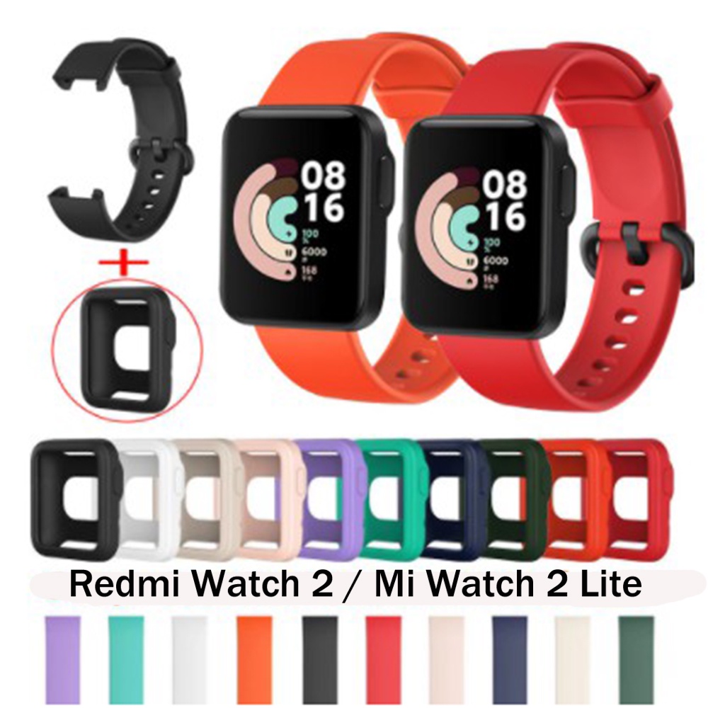 สายซิลิโคน + เคส สําหรับ Xiaomi Mi Watch 2 Lite เคสป้องกันสมาร์ทวอทช์ สายซิลิโคน กีฬา สําหรับ Redmi Watch 2 lite / Mi Watch 2 Lite / Redmi watch 2