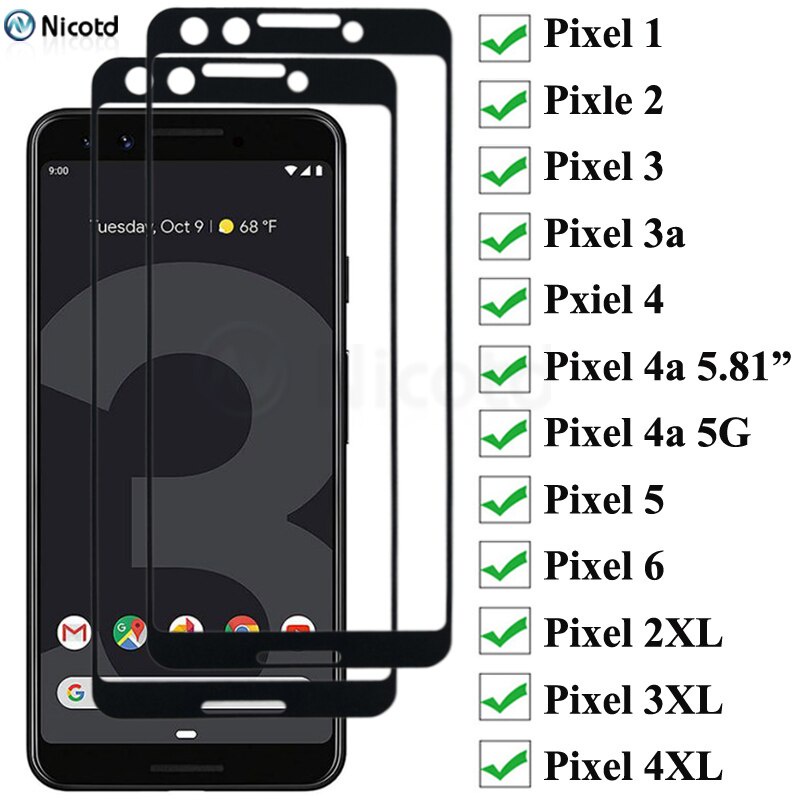 กระจกนิรภัยป้องกันสําหรับ Google pixel 5a 5g 5 4 3 2 1 คลุมทั้งหมดป้องกันหน้าจอสําหรับพิกเซล 2 3A 4 XL 4A กระจกนิรภัย