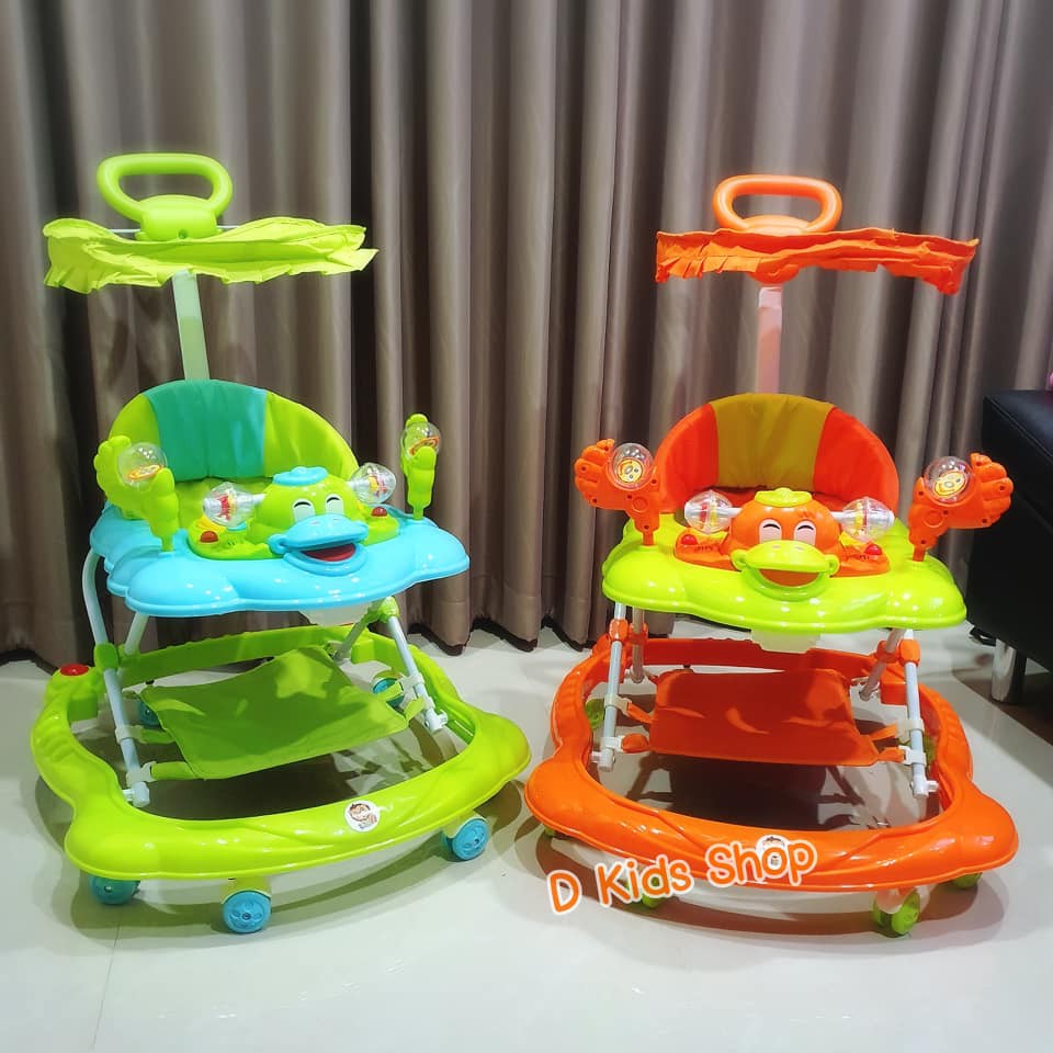 💥รถหัดเดินฮอต W5💥รถหัดเดิน รถเด็กหัดเดิน มีหลังคา มีด้ามเข็น เจ้าเป็ดยิ้มกว้าง No.5017