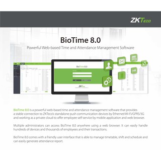 ZKTeco BioTime 8.0 Web-based Time and Attendance Management Software ซอฟต์แวร์จัดการเวลาและการเข้างานบนเว็บ