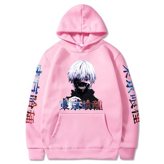 เสื้อกันหนาว มีฮู้ด ผ้าฝ้ายแท้ พิมพ์ลายโลโก้อนิเมะ Tokyo Ghoul Kaneki Ken สําหรับผู้ชาย GT