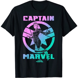 เสื้อยืดสีขาว เสื้อยืดลำลอง Captain Marvel Badge Color Grade Symbol Graphic T-Shirt Avengers Team