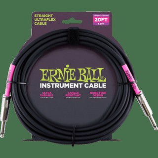 สายแจ็ค Ernie Ball Instrument Cables 6.09เมตร (20ฟุต) หัวตรง/ตรง สีดำ