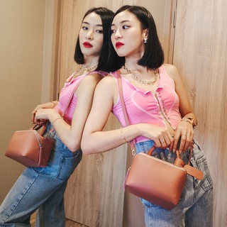 Theorem กระเป๋าหนังเทียมทรงมีมิติ รุ่น Cubic สี French Rose