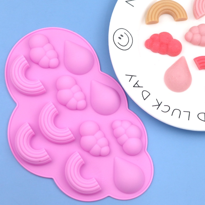 11cavity Rainbow Cloud ซิลิโคนช็อกโกแลต Mould พุดดิ้งเยลลี่ Gummy แม่พิมพ์ Cloud Rain Water Drop เค้กตกแต่งแม่พิมพ์ Ice Melt แม่พิมพ์